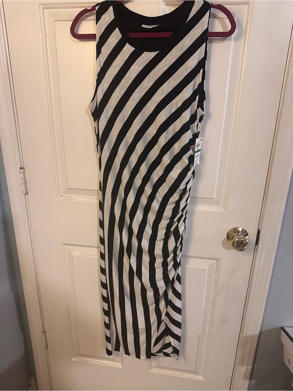 Bar III Black and White Diagonal Stripe Midi Dress